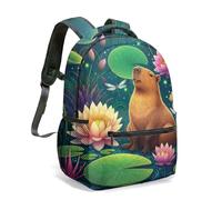 Birthday Capybara 16 Inch All Over Print Backpack Vibrant Floral Jungle Graphic School Bag for Kids Girls Boys (13)