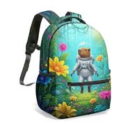 Birthday Capybara 16 Inch All Over Print Backpack Vibrant Floral Jungle Graphic School Bag for Kids Girls Boys (08)