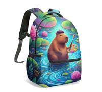 Birthday Capybara 16 Inch All Over Print Backpack Vibrant Floral Jungle Graphic School Bag for Kids Girls Boys (04)