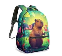 Birthday Capybara 16 Inch All Over Print Backpack Vibrant Floral Jungle Graphic School Bag for Kids Girls Boys (05)