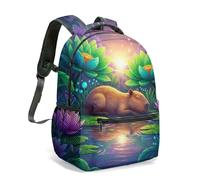 Birthday Capybara 16 Inch All Over Print Backpack Vibrant Floral Jungle Graphic School Bag for Kids Girls Boys (10)