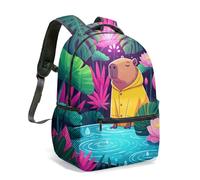 Birthday Capybara 16 Inch All Over Print Backpack Vibrant Floral Jungle Graphic School Bag for Kids Girls Boys (14)