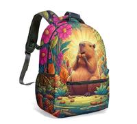 Birthday Capybara 16 Inch All Over Print Backpack Vibrant Floral Jungle Graphic School Bag for Kids Girls Boys (06)