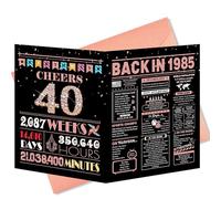 Birthday Card 10.6x7.9 In Large Vintage Poster Card Decoration Gift 30th,40th,50th Birthdays Party Gift Pink and Black Home Decor Birthday Newspaper Creative Festival Present for Men Women (40th)