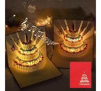 Birthday Card, 3D Pop Up Cake Card, Upgraded version，Handmade Flower Happy Cake Pattern Card with Envelopes Box Set, Adults, Kids, Women, Men, Wife, Mum, Dad, Brother, Sister