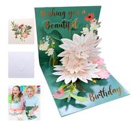 Birthday Card, 3D Pop Up Card Lotus Flower Forever Paper Pop Up Greeting Card Handcrafted Birthday Flower Card with Envelope for Anniversary Birthday Special Celebration Personalised Gifts