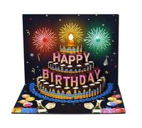 Birthday Card - 6-in-1 Firework LED Music Card With Envelope | Blowable Candle & Toothpick Cake Decorations For Husband Birthday Celebration & Party