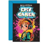 Birthday Card boys - Epic Gamer boy - Happy Birthday Card for boy Kids, A5 Bday Video Game Gaming Greeting Cards