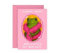 Birthday Card - Classy Sassy Bad As*y Frog - Gifts for Friends, Bestie, BFF, Wife, Girlfriend, Fiance, Grammie, Mum, Colleagues, Her, Ladies, Women - Comes with Fun Stickers