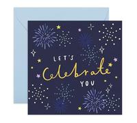 Birthday Card Fireworks Celebrations - 'Let's Celebrate You' - Presents for Friends, Sister, Brother, Colleague, Coworkers, Girlfriend, Boyfriend - Wow - Comes with Fun Stickers