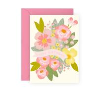 Birthday Card Flower Bouquet - 'HBD Floral Banner' - Gifts for Her, Women, Colleagues, Coworker, Sister - Colourful - Comes with Fun Stickers