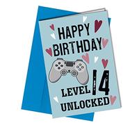 Birthday card for 14 year old - 14th birthday card for Boy - Level 14 unlocked Gaming Birthday Card #459