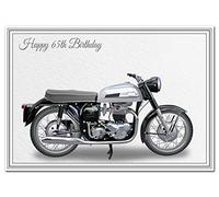 Birthday Card for 65th Birthday - Classic Motorbike Biker - Special Unique Unusual - Cool Vector Art - Adult or Teenage Happy Bday - Best Good Wishes - 1960's Dominator 99 Quality Greeting - Made UK