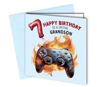 Birthday Card for 7 Year Old Grandson, Gaming Design, To a Special Grandson, Blank Inside #1764