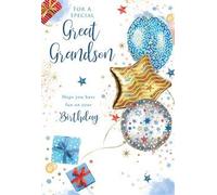 Birthday Card for a Special Great Grandson, Balloon Theme with Stars and Sparkles