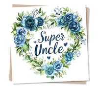 Birthday Card for A Super Uncle - Heart, Heartfelt, Floral Wreath - Delicate and Joyful - for a Relative, Family