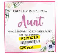 Birthday Card for Aunt, Funny Aunt Birthday Card, Reduced Sticker, Humorous Greeting, Only The Very Best for my on her Celebration, Bday Gift Women, 148mm
