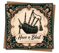 Birthday Card for Bagpipe Lover - Have a Blast It's Your Birthday! Traditional Scottish Design Greeting Card