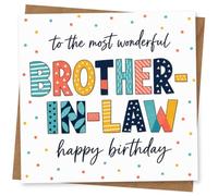 Birthday Card for Brother-in-Law, Patterned Letters | Colourful patterned lettering and confetti dots read “to the most wonderful BROTHER-IN-LAW happy birthday”.