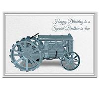 Birthday Card for Brother-in-law - Tractor Design - Special Farm Farming Farmers Greeting - Happy Best Wishes - Cool Unique Vector Art - Blank Inside - Unusual 1917 American Model F - Made in UK