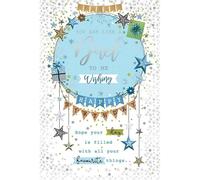 Birthday Card for Dad Figure, Like a Dad to Me Design, 15 x 23 cm, Blue and Silver Stars