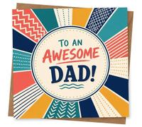 Birthday Card for Dad, Retro Circle Burst, “Awesome !” | Vibrant retro burst design with a central circle message “To an Awesome Dad!”-bright, graphic and celebratory for Dad.