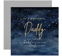 Birthday Card for Daddy from Young Children - Wonderful Stars Design - Male Birthday Card for Men Adult - Gold Foil Star Sky Design - Special Birthday Card for Him from Family | Blank Inside Envelope