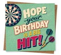 Birthday Card for Dart Lovers - Hope Your Birthday is a Big Hit! Fun Retro Darts Design