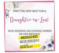 Birthday Card for Daughter-in-Law, Funny Daughter-in-Law Birthday Card, Reduced Sticker, Humorous Greeting, Only The Very Best for my on her Celebration, Bday Gift Women, 148mm