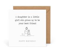 Birthday Card for Daughter with Envelope, Sentimental Mother and Daughter Line Art Design with Grown-Up Friendship Message, Thoughtful Greeting from Mum, Dad or Both Parents for an Adult Daughter