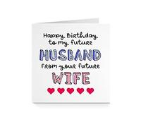 Birthday Card for Fiancé - Future Husband Cursive Red Heart For Him Hubby To Be