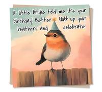 Birthday Card for Friend - Cute Robin, A Little Birdie Told Me