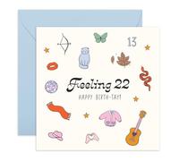 Birthday Card for Friends and Family - Feeling 22" - Gifts for Uncle, Aunties, Mum, Dad, Brother, Sister, Middle Aged Adults, 30's, 40's - Young at Heart - Comes with Fun Stickers