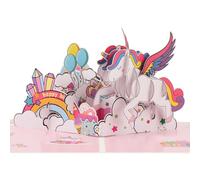 Birthday Card for Girls, 3D Unicorn Pop-Up Birthday Card for Granddaughter, Daughter, Niece, Girls with Envelope & Notecard