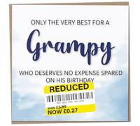 Birthday Card for Grampy, Funny Adult Male Card, Sarcastic Reduced Sticker, Humorous Gift, Quirky Old Mens Gifts, Very Special Day Joke Present for Him, Unusual Happy 70th Bday Keepsake Offensive