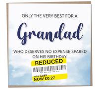 Birthday Card for Grandad, Funny Grandad Birthday Card, Reduced Sticker, Humorous Greeting, Only The Very Best for my on his Celebration, Bday Gift Men, 148mm