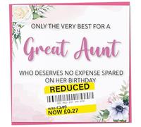 Birthday Card for Great Aunt, Funny Great Aunt Birthday Card, Reduced Sticker, Humorous Card, Only The Very Best for my Great Aunt on her Birthday, Birthday Card for Women, 148mm