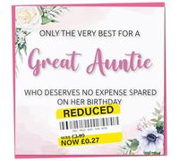 Birthday Card for Great Auntie, Funny Great Auntie Birthday Card, Reduced Sticker, Humorous Card, Only The Very Best for my Great Auntie on her Birthday, Birthday Card for Women, 148mm