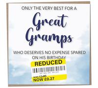 Birthday Card for Great Gramps, Funny Great Gramps Birthday Card, Reduced Sticker, Humorous Card, Only The Very Best for my Great Gramps on his Birthday, Birthday Card for Men, 148mm