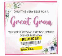 Birthday Card for Great Gran, Funny Great Gran Birthday Card, Reduced Sticker, Humorous Card, Only The Very Best for my Great Gran on her Birthday, Birthday Card for Women, 148mm