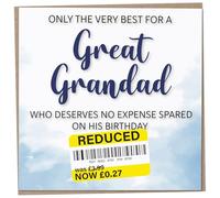 Birthday Card for Great Grandad, Funny Great Grandad Birthday Card, Reduced Sticker, Humorous Card, Only The Very Best for my Great Grandad on his Birthday, Birthday Card for Men, 148mm