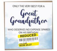 Birthday Card for Great Grandfather, Funny Great Grandfather Birthday Card, Reduced Sticker, Humorous Card, Only The Very Best for my Great Grandfather on his Birthday, Birthday Card for Men, 148mm