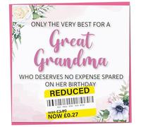 Birthday Card for Great Grandma, Funny Great Grandma Birthday Card, Reduced Sticker, Humorous Card, Only The Very Best for my Great Grandma on her Birthday, Birthday Card for Women, 148mm