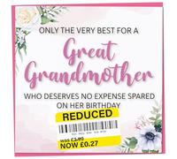 Birthday Card for Great Grandmother, Funny Great Grandmother Birthday Card, Reduced Sticker, Humorous Card, Only The Very Best for my Great Grandmother on her Birthday, Birthday Card for Women, 148mm