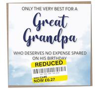 Birthday Card for Great Grandpa, Funny Great Grandpa Birthday Card, Reduced Sticker, Humorous Card, Only The Very Best for my Great Grandpa on his Birthday, Birthday Card for Men, 148mm