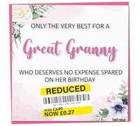 Birthday Card for Great Granny, Funny Great Granny Birthday Card, Reduced Sticker, Humorous Card, Only The Very Best for my Great Granny on her Birthday, Birthday Card for Women, 148mm