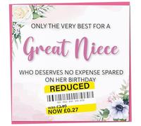 Birthday Card for Great Niece, Funny Great Niece Birthday Card, Reduced Sticker, Humorous Card, Only The Very Best for my Great Niece on her Birthday, Birthday Card for Women, 148mm