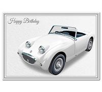 Birthday Card for Happy Birthday - Classic Car Vintage - Happy Best Wishes for him - Cool Unique Vector Art - Special Male Greeting - Blank Inside - Unusual 1960s Austin Healey Sprite - Made in UK