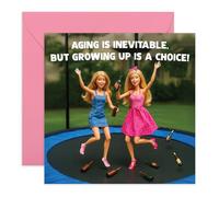 Birthday Card for Her - 'Aging Is Inevitable, but Growing Up Is a Choice' - Humorous Birthday Greeting for Friend, Sister, Adult, Her, Bestie, BFF - 20's 30's - Includes Fun Stickers