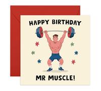 Birthday Card for Him - “Happy Birthday Mr Muscle” - Greeting Card for Men, Boys, Boyfriend, Husband, Dad, Grandad, Uncle, Friends, Brother, Fiance, Gym Bros - Comes with Stickers